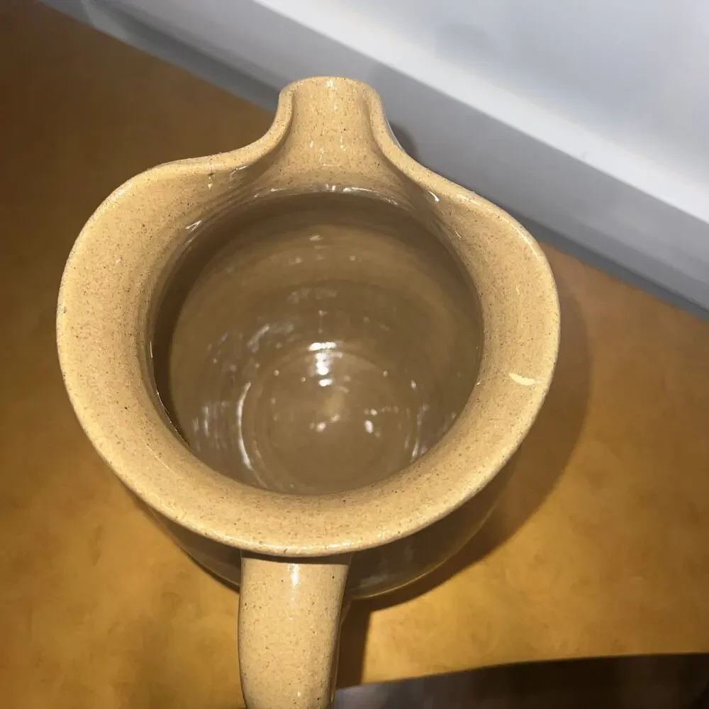 Handmade Bybee Studio‎ Pottery Stoneware Pitcher Tan Glaze Farmhouse Decor 7in